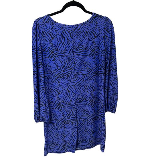 Jude Connally Jude Cloth Shift Dress Bright Blue Black Animal Print Medium - Picture 6 of 7